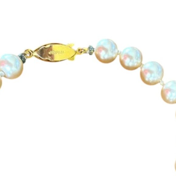 Vintage Lustrous Faux Pearl Necklace Hand Knotted Marked Japan - Picture 3 of 8